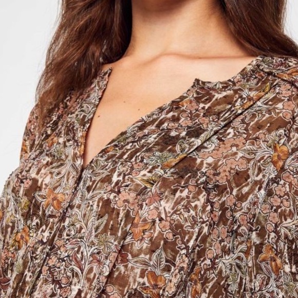 Anthropologie See U Soon Bohemian Floral Green Khaki Mini Robe Dress Sheer - Sm - Picture 4 of 16